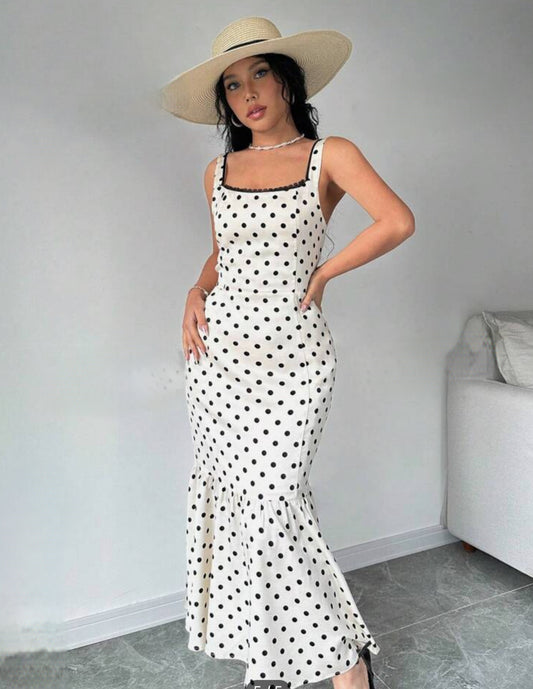 Polka dot mid dress