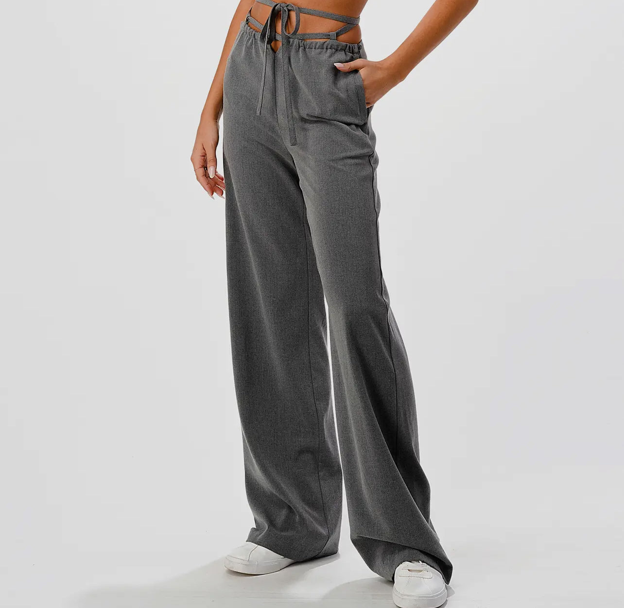 Cross Tie Wide Leg Pants