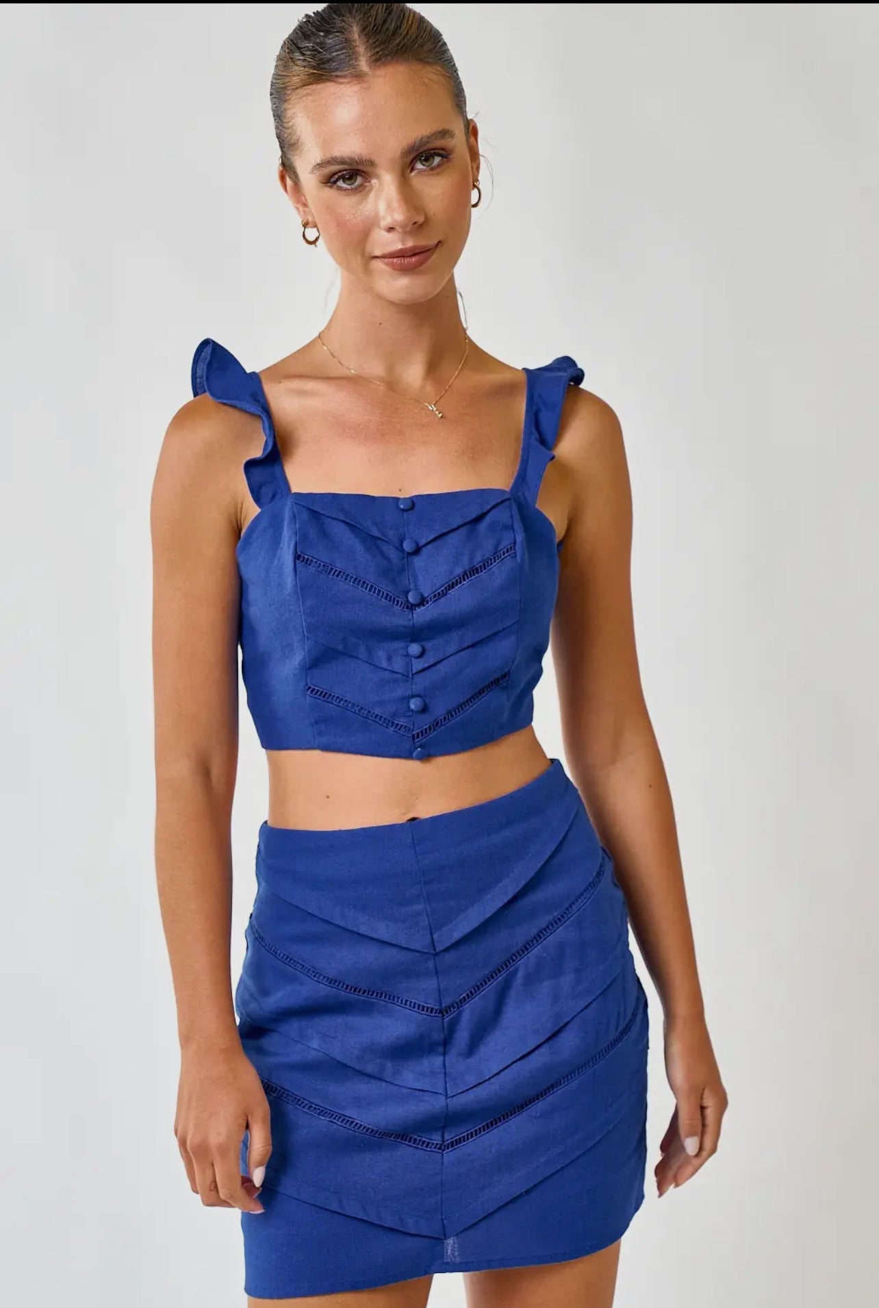 Ruffled Crop Top and Mini
Skirt Sets