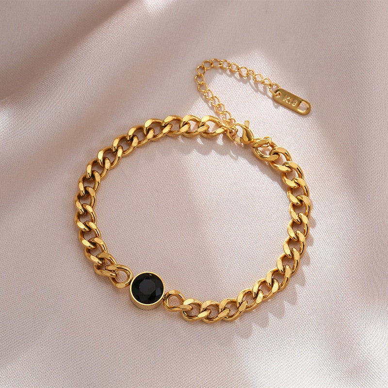 Stainless Steel Layered Golden Pendant Bracelet