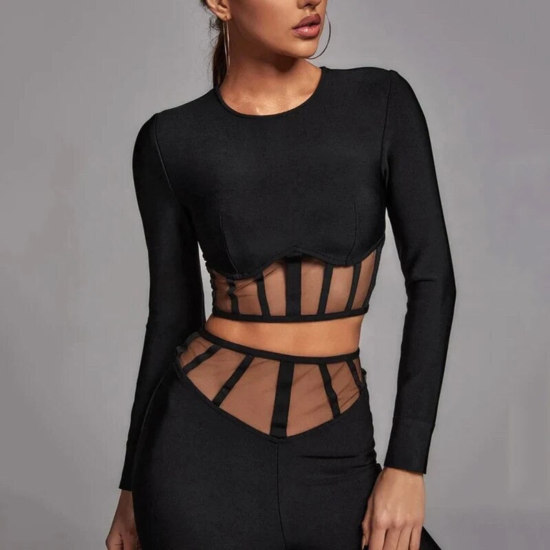 Mesh crop top set