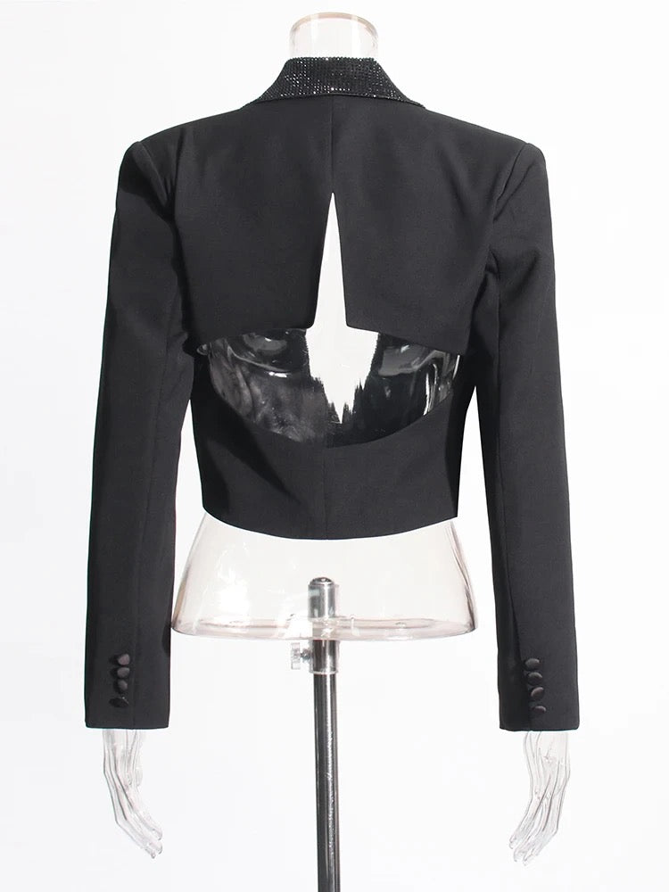 Diamond backless blazer set