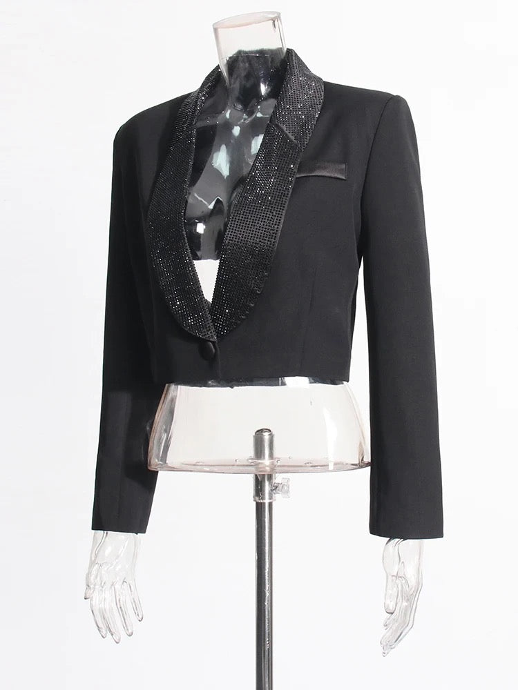 Diamond backless blazer set