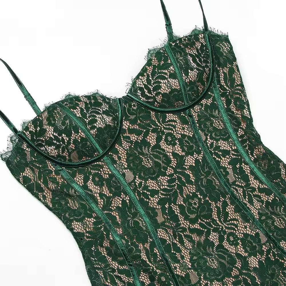 Green lace dress