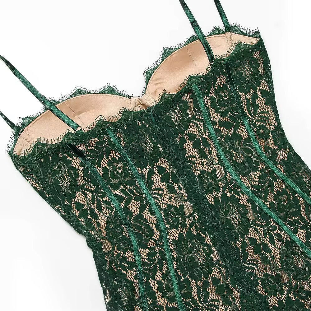 Green lace dress