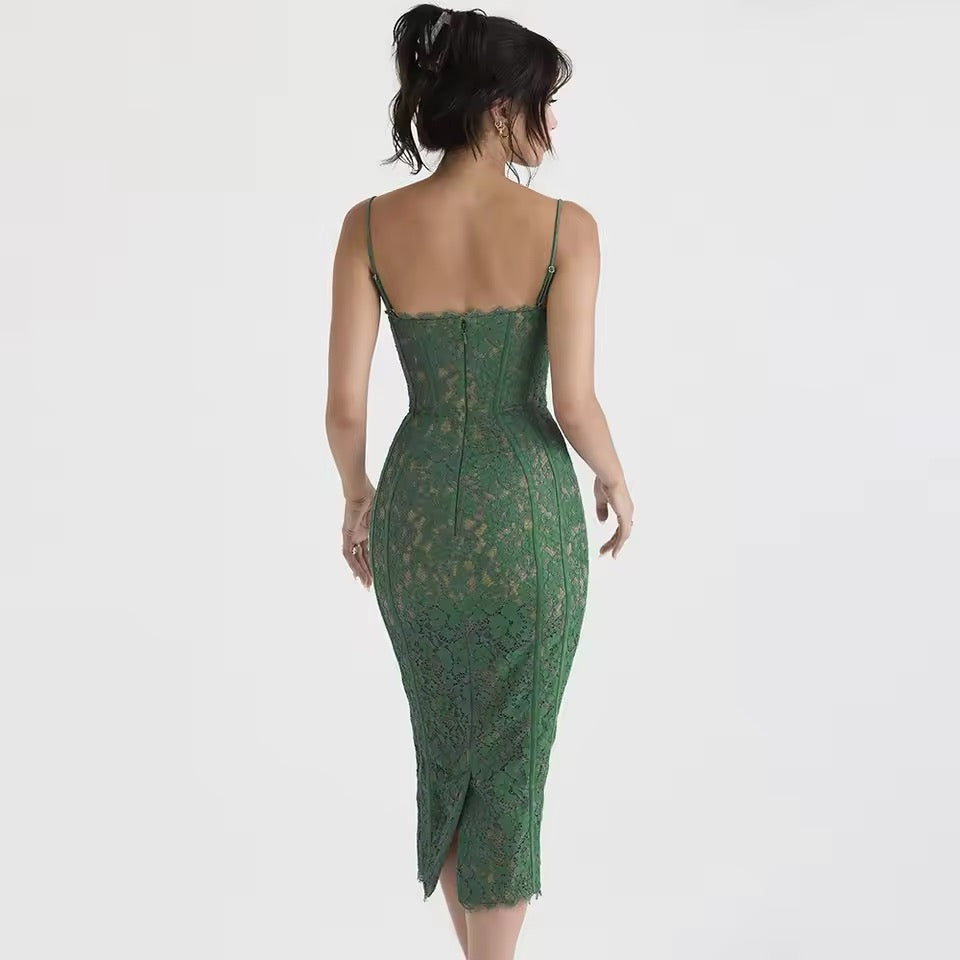 Green lace dress