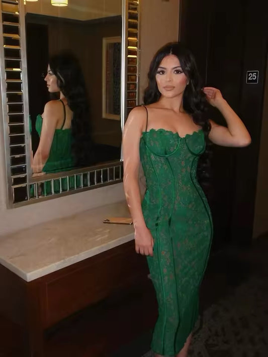 Green lace dress