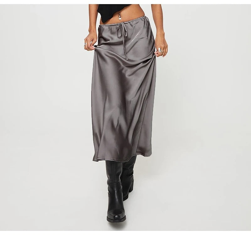 Silk mid skirt