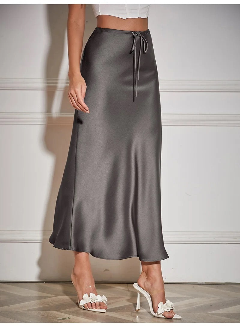 Silk mid skirt