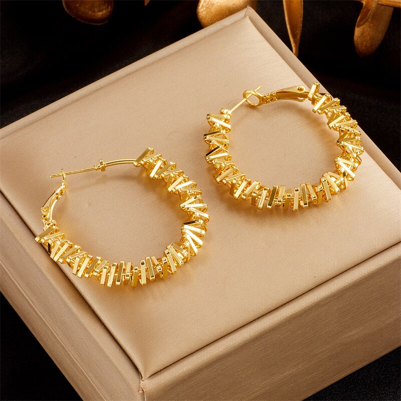 Stainless Steel Irregular Circle Hoop Earring