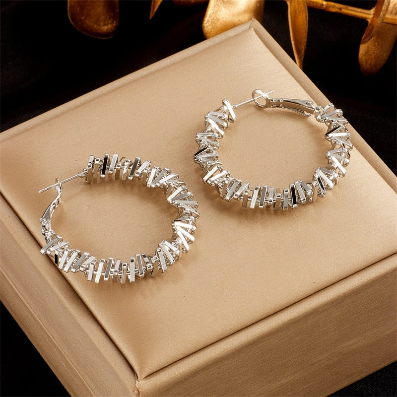 Stainless Steel Irregular Circle Hoop Earring