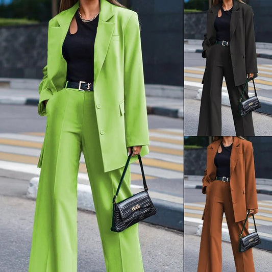 Casual wide leg trousers set